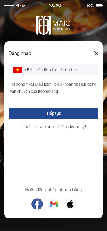 App nhà hàng lĩnh vực FnB